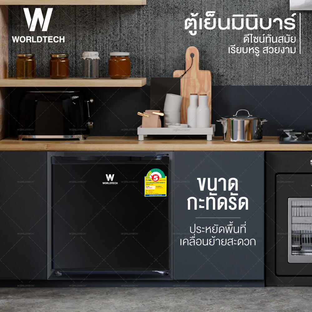 ตู้เย็นมินิบาร์ WORLDTECH รุ่น WT-MB48 ขนาด  1.7 คิว ความจุ 46 ลิตร สีดำ